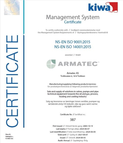 ISO Sertifikat Armatec 2024-2027